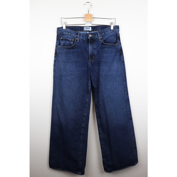 Agolde Clara Jeans Noise 28 Baggy Mid-Rise Flared Wide Leg Organic Jeans Blue - Picture 4 of 11